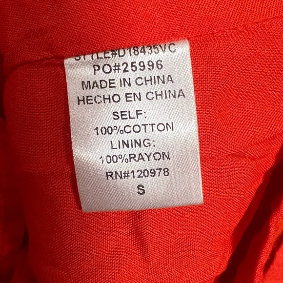 Vici Red Cotton Flutter Sleeve Tie-Back Dress | Size Small - Picture 5 of 7